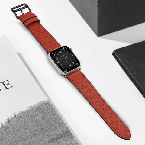 Pasek skórzany Strap Leather do Apple Watch 38 / 40 / 41 mm opaska bransoleta - czerwony