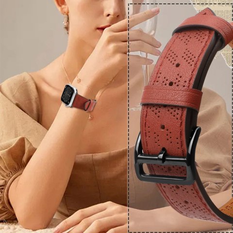 Pasek skórzany Strap Leather do Apple Watch 38 / 40 / 41 mm opaska bransoleta - czerwony