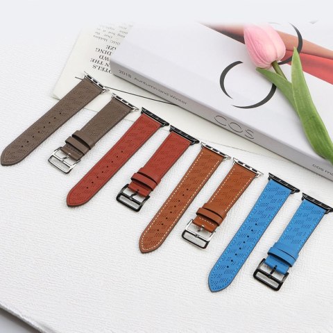 Pasek skórzany Strap Leather do Apple Watch 38 / 40 / 41 mm opaska bransoleta - czerwony
