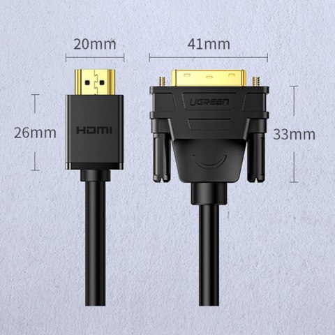 Ugreen dwukierunkowy kabel przewód HDMI - DVI 2m czarny (HD106)
