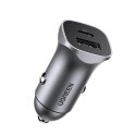 Ładowarka samochodowa Ugreen CD130 USB-A / USB-C 30W - szara