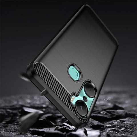 Carbon Case etui do Infinix Hot 12 Pro elastyczny silikonowy karbonowy pokrowiec czarne