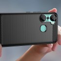 Carbon Case etui do Infinix Hot 12 Pro elastyczny silikonowy karbonowy pokrowiec czarne