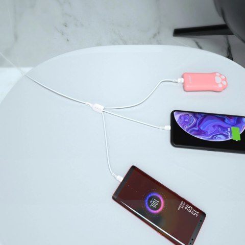 Kabel Dudao L8A-3in1 USB-A - USB-C / micro USB / Lightning 480Mb/s 1.2m - biały