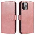 Etui portfel z klapką podstawką do iPhone 15 Pro Max Magnet Case - różowe