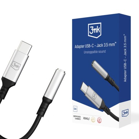 Adapter 3mk USB-C - minijack 3.5 mm - srebrny