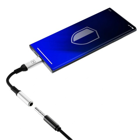 Adapter 3mk USB-C - minijack 3.5 mm - srebrny