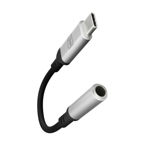 Adapter 3mk USB-C - minijack 3.5 mm - srebrny