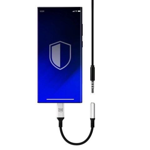 Adapter 3mk USB-C - minijack 3.5 mm - srebrny