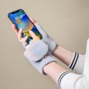 Rękawiczki zimowe do telefonu mitenki damskie / dziecięce - szare