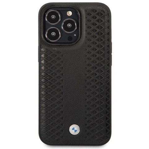 Etui BMW Leather Diamond Pattern na iPhone 14 Pro - czarne