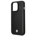 Etui BMW Leather Diamond Pattern na iPhone 14 Pro - czarne
