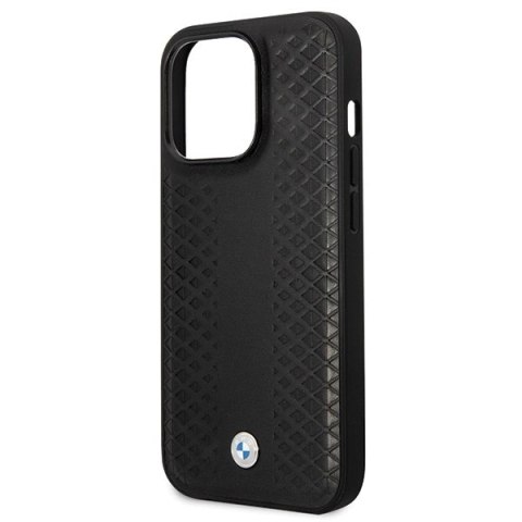 Etui BMW Leather Diamond Pattern na iPhone 14 Pro - czarne