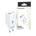 Ładowarka sieciowa GaN Wozinsky CGWCW 65W USB-A / 2 x USB-C - biała
