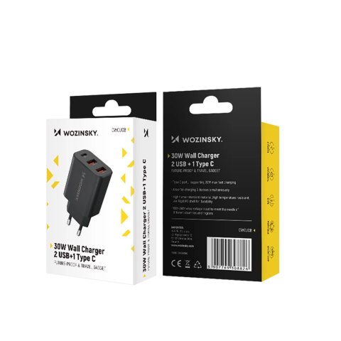 Ładowarka sieciowa Wozinsky CWCUCB 30W USB-C / 2 x USB-A - czarny
