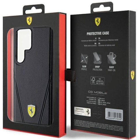 Etui Ferrari Hot Stamp V Lines MagSafe na Samsung Galaxy S24 Ultra - czarne