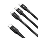 Kabel Baseus Rapid Series 3w1 USB-C - USB-C / Lightning / micro USB 20W PD 1.5m - czarny