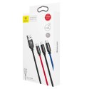 Kabel Baseus Three Primary Colors 3w1 USB-A - micro USB / Lightning / USB-C 3.5A 0,3 m - czarny