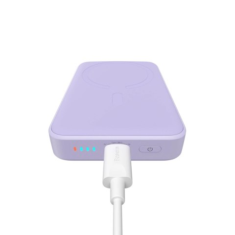 Powerbank Baseus Magnetic Mini indukcyjny 10000mAh 20W - fioletowy + kabel USB-C - USB-C