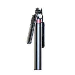 Wozinsky Selfie stick WH181D-Y1S teleskopowy statyw 1.75m ze stopu aluminium z podwójną lampą i uchwytem na telefon - czarny