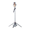 Wozinsky Selfie stick WH181D-Y1S teleskopowy statyw 1.75m ze stopu aluminium z podwójną lampą i uchwytem na telefon - czarny