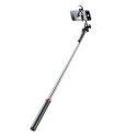 Wozinsky Selfie stick WH181D-Y1S teleskopowy statyw 1.75m ze stopu aluminium z podwójną lampą i uchwytem na telefon - czarny