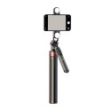 Wozinsky Selfie stick WH181D-Y1S teleskopowy statyw 1.75m ze stopu aluminium z podwójną lampą i uchwytem na telefon - czarny