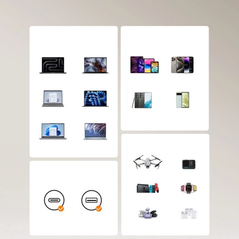 Ładowarka GaN Joyroom JR-TCL02 65W USB-A USB-C z wbudowanym kablem USB-C - czarna