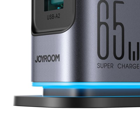 Ładowarka Joyroom JR-TCM02 wieloportowa GaN 65W EU 4x USB-C 2x USB-A - ciemnoszara