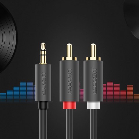 Kabel Ugreen AV102 10512 3,5 mm mini jack (męski) / 2RCA (męski) 3m - szary