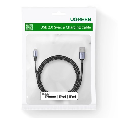 Kabel Ugreen US199 60157 USB-A / Lightning MFi 1.5m - czarny