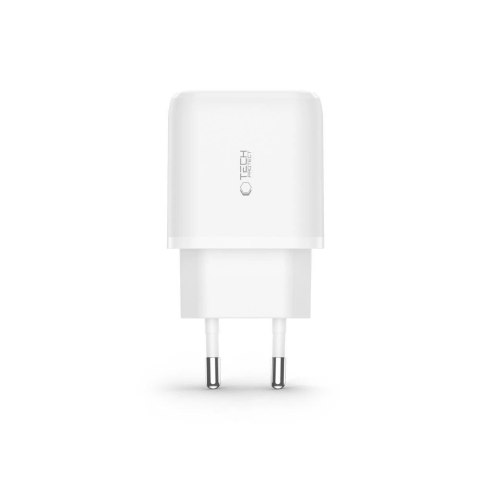 Ładowarka Tech-Protect C20W sieciowa USB-C PD 20W / USB-A QC 3.0 z kablem USB-C / USB-C - biała
