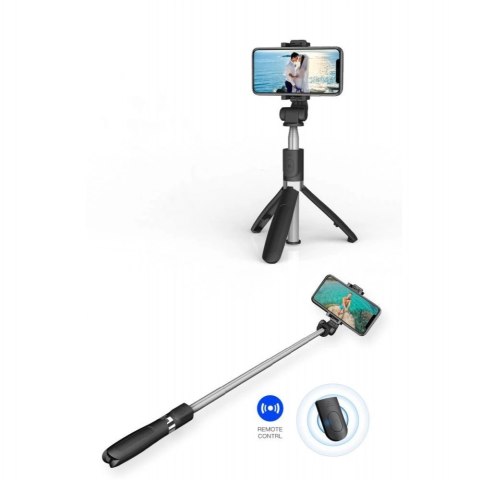 Selfie stick Tech-Protect L01S Bluetooth z tripodem do 70cm - czarny