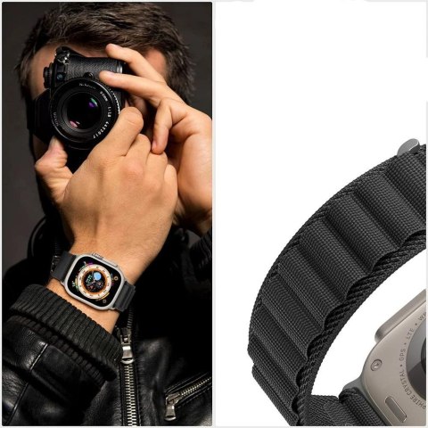 Pasek Tech-Protect Nylon Pro na Apple Watch 4 / 5 / 6 / 7 / 8 / 9 / SE / Ultra 1 / 2 (42/44/45/49 mm) - tytanowo-oliwkowy