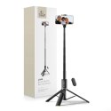 Selfie stick Tech-Protect L08S Bluetooth z pilotem, tripodem do 141cm - czarny