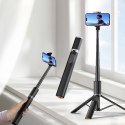 Selfie stick Tech-Protect L08S Bluetooth z pilotem, tripodem do 141cm - czarny