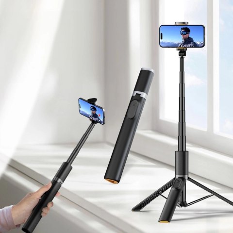 Selfie stick Tech-Protect L08S Bluetooth z pilotem, tripodem do 141cm - czarny