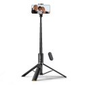 Selfie stick Tech-Protect L08S Bluetooth z pilotem, tripodem do 141cm - czarny