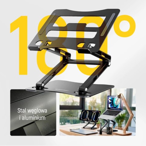 Podstawka pod laptopa, tablet Wozinsky WRS-CPY75DSB aluminiowa + Gratis! podstawka do smartfona - czarna