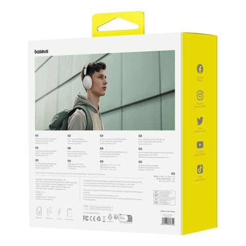 Słuchawki bezprzewodowe Baseus Bass 30 Max nauszne Bluetooth 5.3 - białe