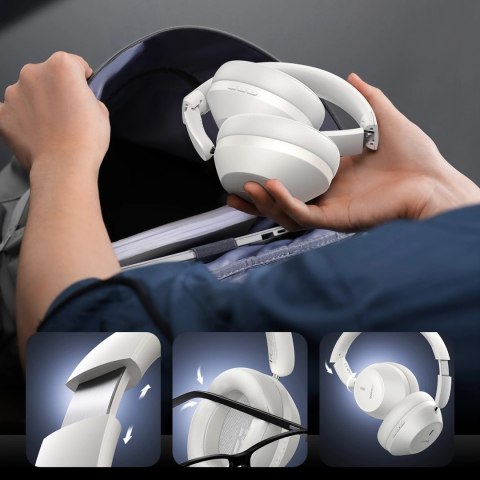 Słuchawki bezprzewodowe Baseus Bass 30 Max nauszne Bluetooth 5.3 - białe