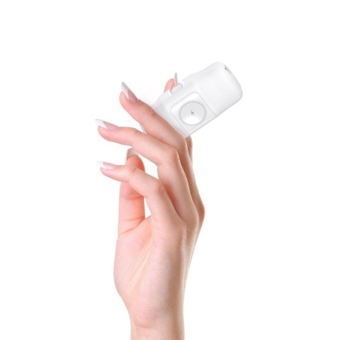 Mini powerbank Wozinsky WF16-YLS 5000mAh 15W Lightning z wbudowanym kablem USB-C i ładowarką do Apple Watch - biały