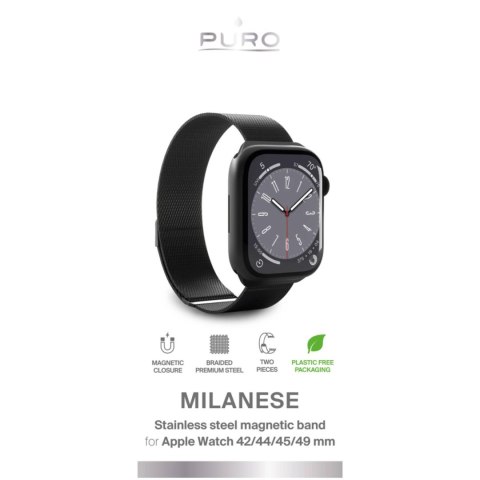 Pasek Puro 'MILANESE' na Apple Watch 42/44/45/49mm - czarny