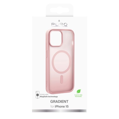 Etui silikonowe Puro Gradient MagSafe do iPhone 15 - różowe