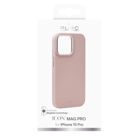 Etui silikonowe Puro Icon Mag Pro MagSafe do iPhone 15 Pro - różowe