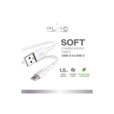 Kabel Puro Soft USB-A - USB-C 1,5m - biały