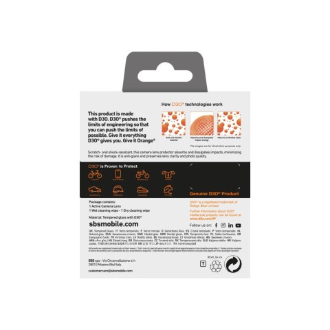 Szkło hartowane SBS Active Camera Lens D3O na aparat do iPhone 16 / 16 Plus