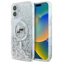 Etui Karl Lagerfeld Liquid Glitter Karl & Choupette Head Magsafe na iPhone 16 Plus - przezroczyste