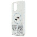 Etui Karl Lagerfeld Liquid Glitter Karl & Choupette Head Magsafe na iPhone 16 Plus - przezroczyste