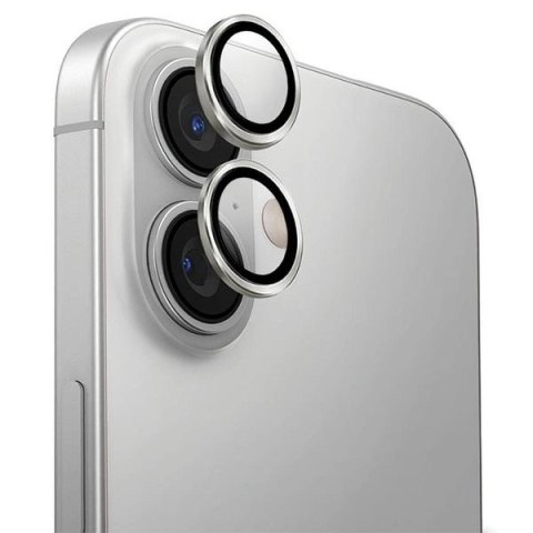 Szkło na aparat UNIQ Optix Aluminium Camera Lens Protector z aplikatorem na iPhone 16 / iPhone 16 Plus - srebrne